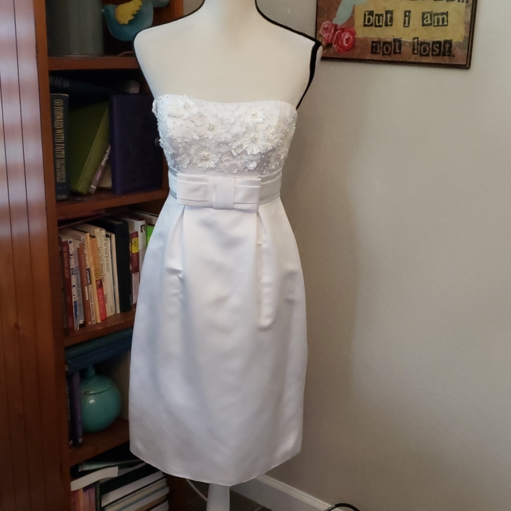 Oleg Cassini White Wedding Dress Strapless 4